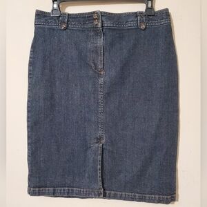 Ann Taylor Blue Denim Pencil Skirt with Front Slit Sz 8 Y2k